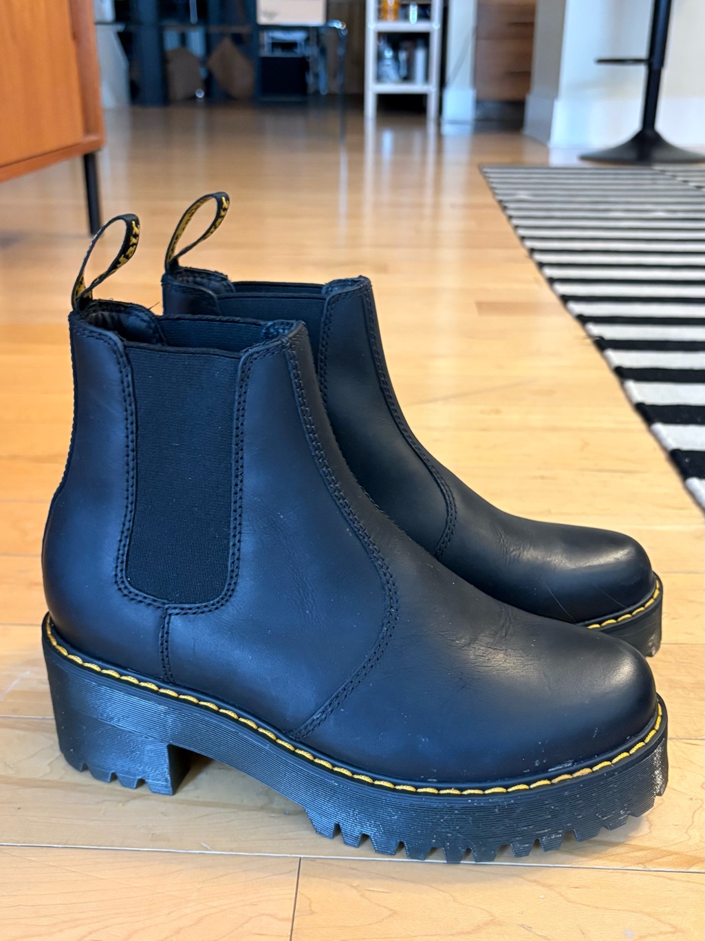 Dr. Martens Rometty Black Platform Chelsea Boots 8